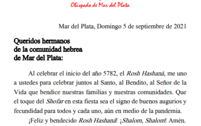 MENSAJE DEL OBISPO GABRIEL MESTRE A LA COMUNIDAD HEBREA DE MAR DEL PLATA.