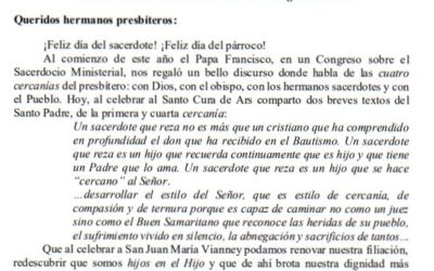 Con San Juan María Vianney cercanos a Dios y cercanos a nuestro Pueblo.